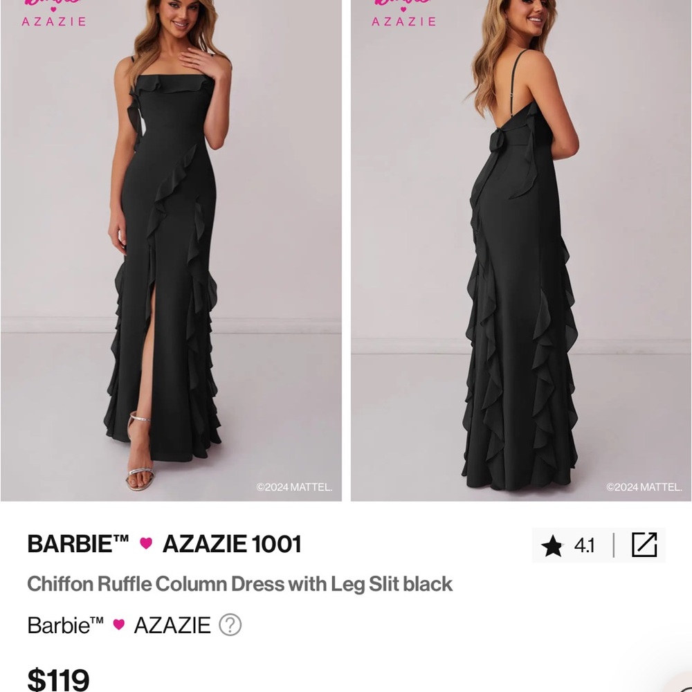 Barbie Azazie Black Chiffon Ruffle Dress